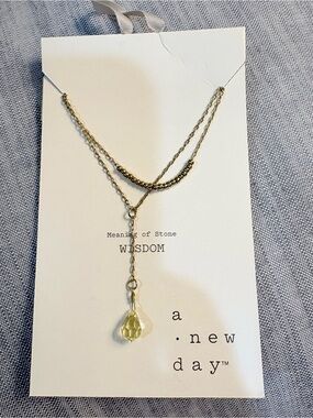 Gold-Tone Lariat Necklace Wisdom Stone